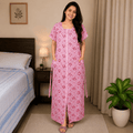 Yoga Pink Color Front Full Open Nighty 2XL Onezeros.in