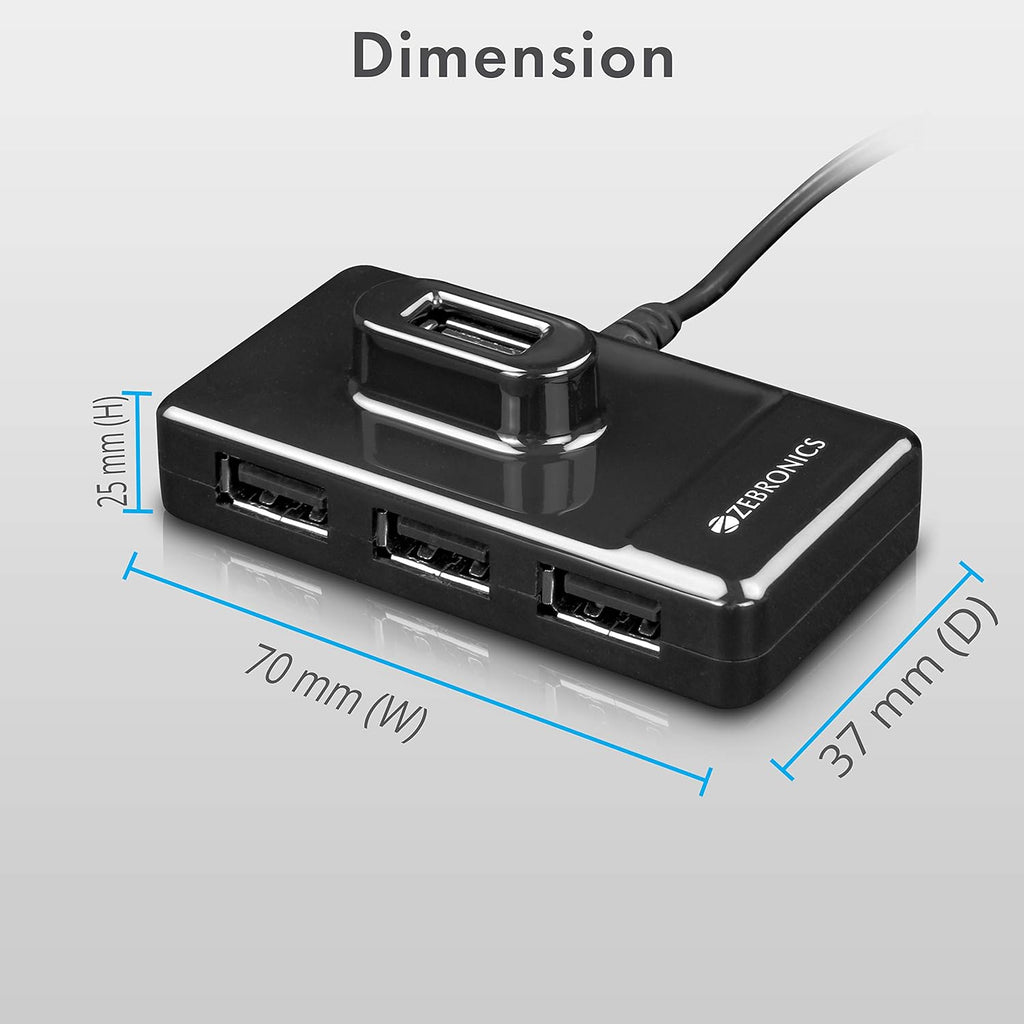 ZEBRONICS Zeb-100HB 4 Ports USB Hub for Laptop, Computers Onezeros.in