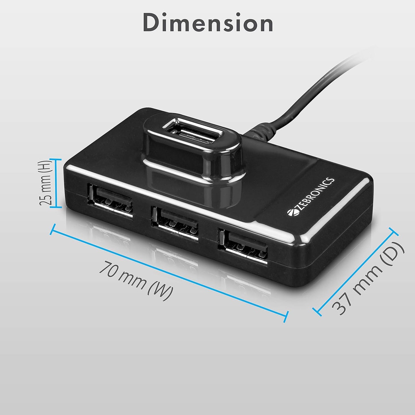 ZEBRONICS Zeb-100HB 4 Ports USB Hub for Laptop, Computers Onezeros.in