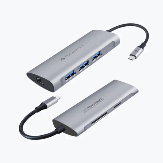 Zebronics Zeb-TA1000UCL – 6 in 1 USB Type C Multiport Adapter with USB, SD, Micro SD, RJ45 Slots Onezeros.in