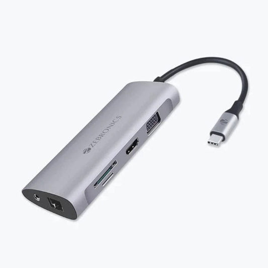 Zebronics Zeb-TA2000UCLVAP – 11 in 1 USB Type C Multiport Adapter with USB, HDMI, VGA, 3.5mm, RJ45, SD, Micro SD, Type C PD Onezeros.in