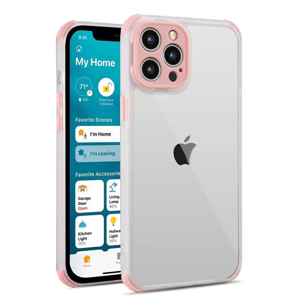 Colorful Camera Lens Protect Transparent Phone Case for iPhone 13 Pink Onezeros.in
