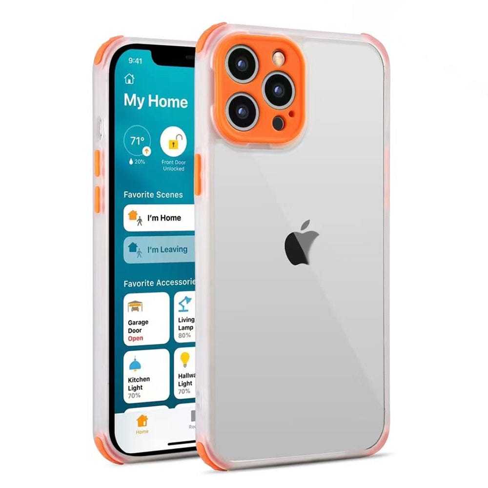Colorful Camera Lens Protect Transparent Phone Case for iPhone 13 Orange Onezeros.in