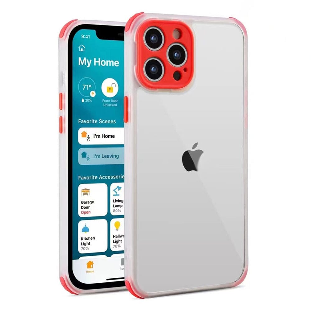Colorful Camera Lens Protect Transparent Phone Case for iPhone 13 Pro Max Red Onezeros.in