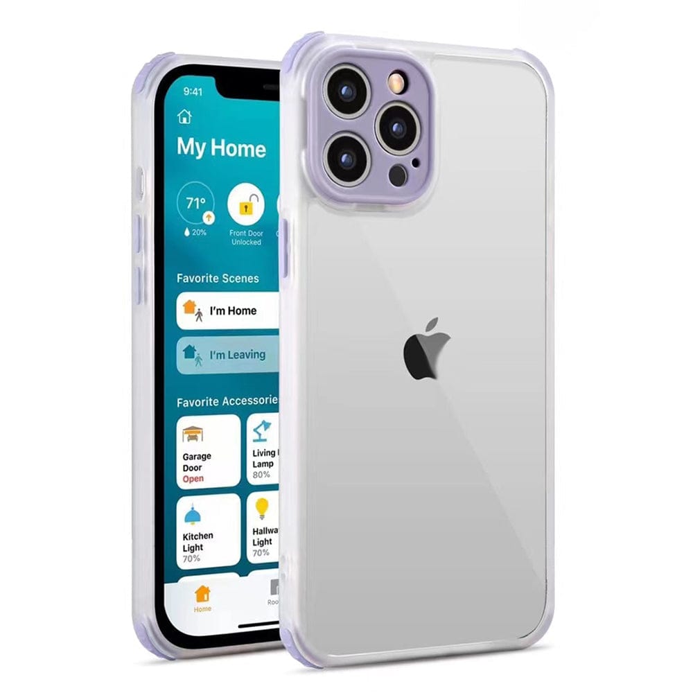 Colorful Camera Lens Protect Transparent Phone Case for iPhone 13 Pro Purple Onezeros.in