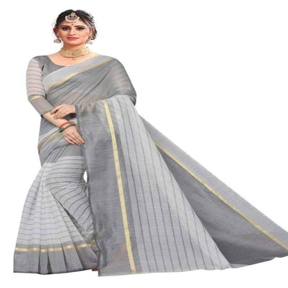 Cotton Printed Fesitve Wear Saree With Blouse Onezeros.in