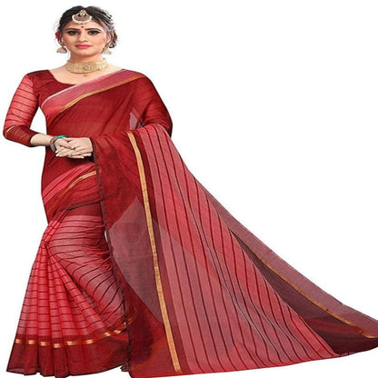 Cotton Printed Fesitve Wear Saree With Blouse Onezeros.in