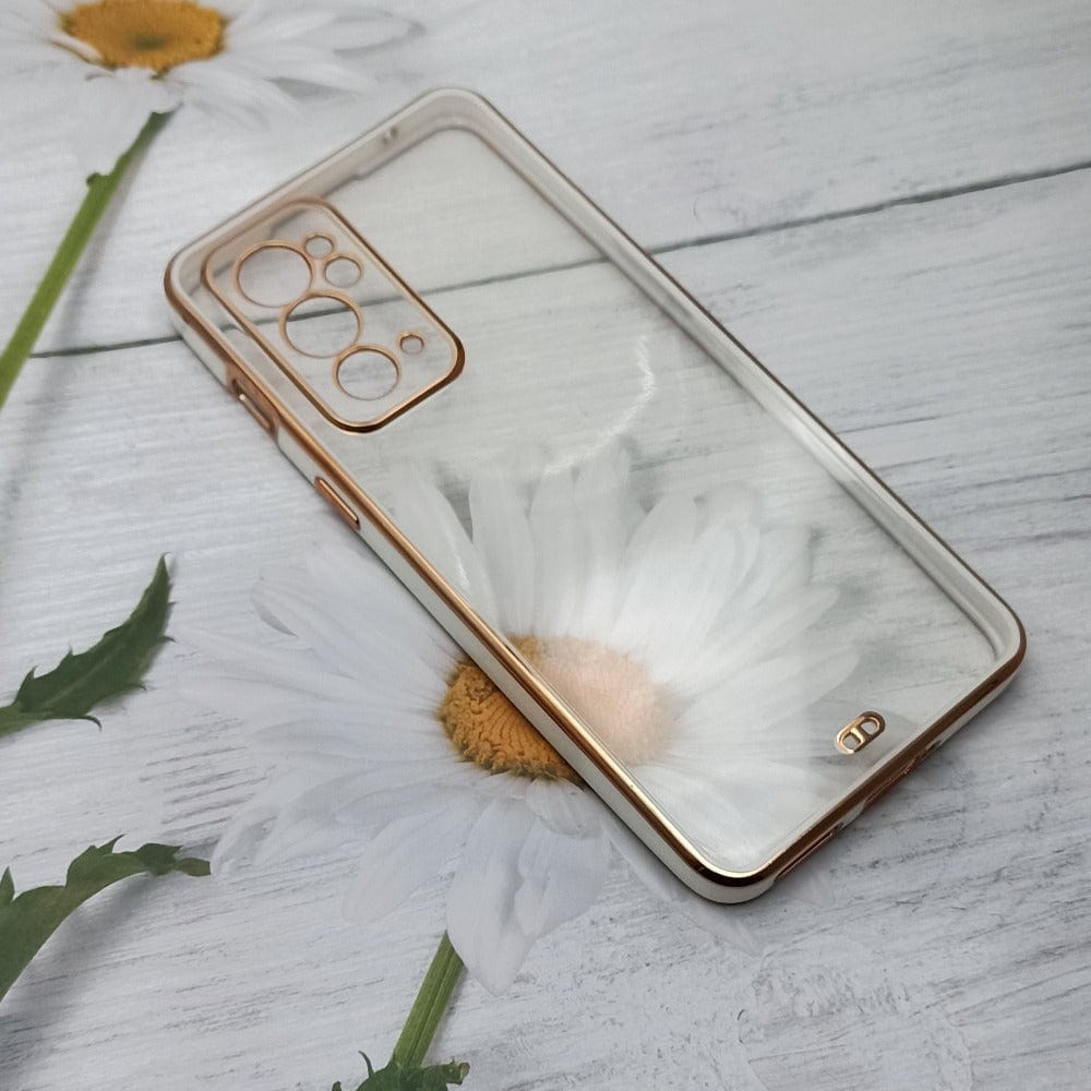 Electroplated Transparent Clear Frame Phone Case For OnePlus 9RT 5G White Onezeros.in
