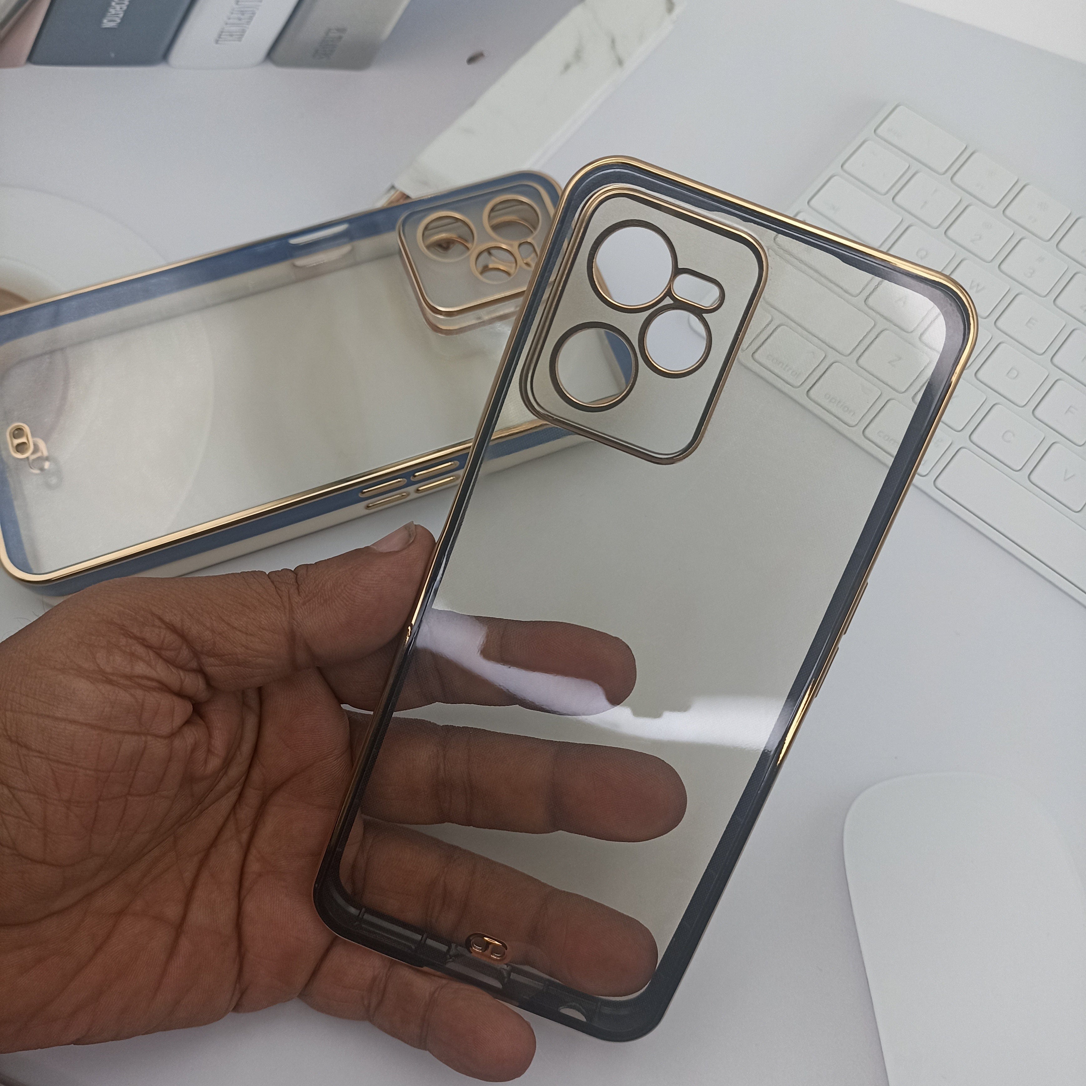 Electroplated Transparent Clear Frame Phone Case For Realme Narzo 50A Prime/Realme C35 Onezeros.in