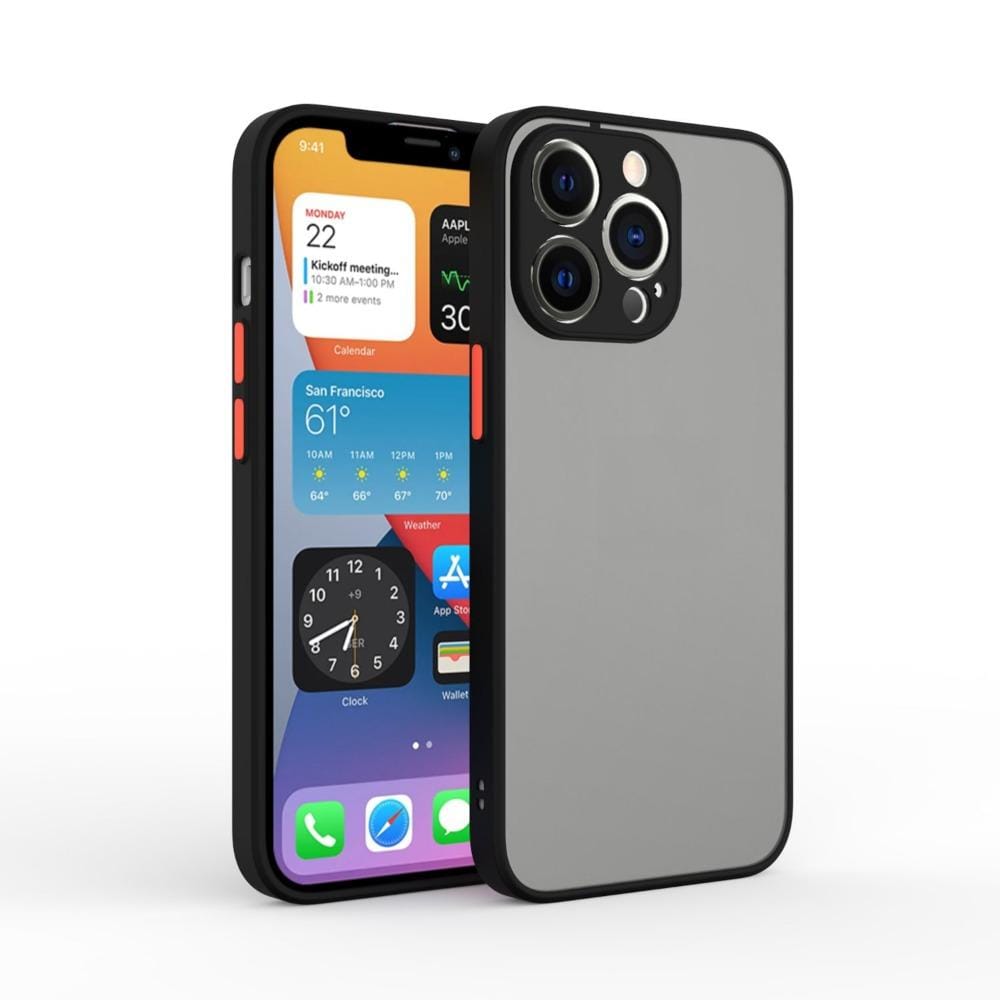 Frosted Smoke Case for iPhone 13 Pro Max Back Cover Black Onezeros.in