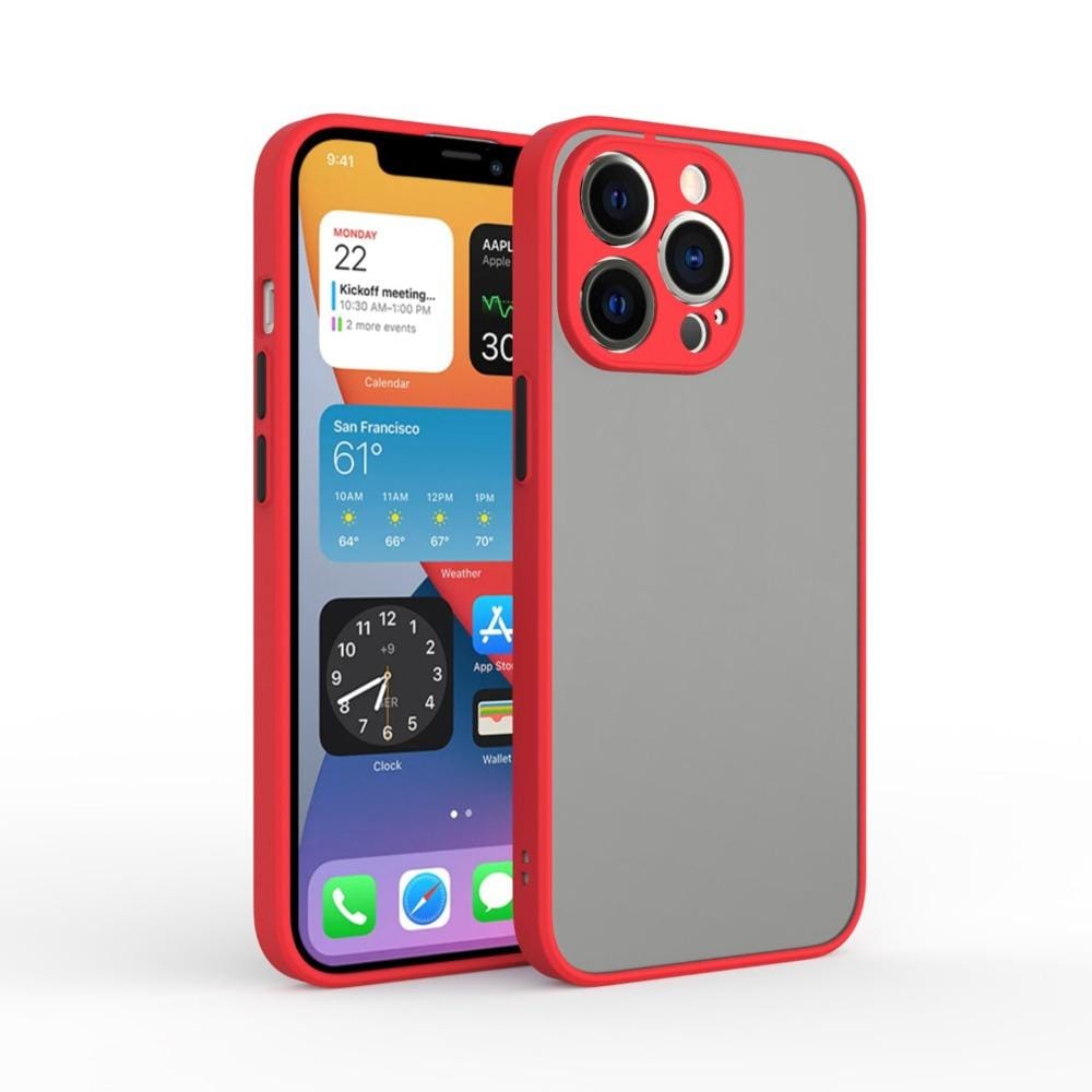 Frosted Smoke Case for iPhone 13 Pro Max Back Cover Red Onezeros.in
