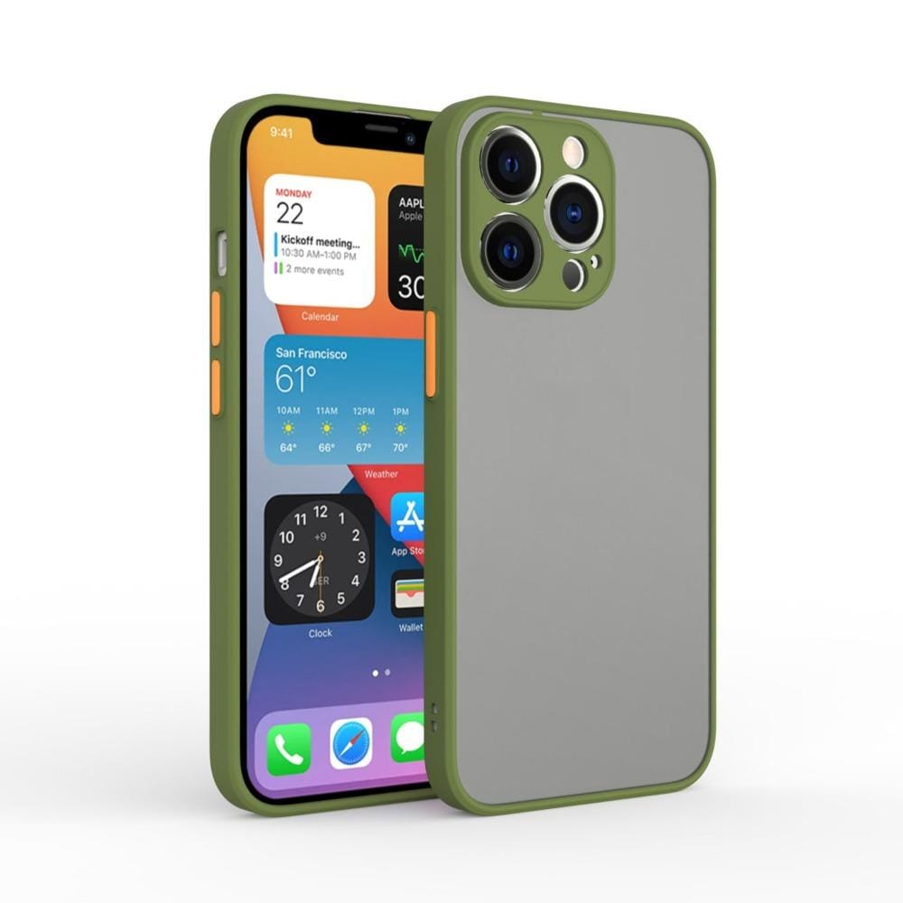 Frosted Smoke Cover for iPhone 13 Pro Max Camera Protection Phone Case Army Green Onezeros.in