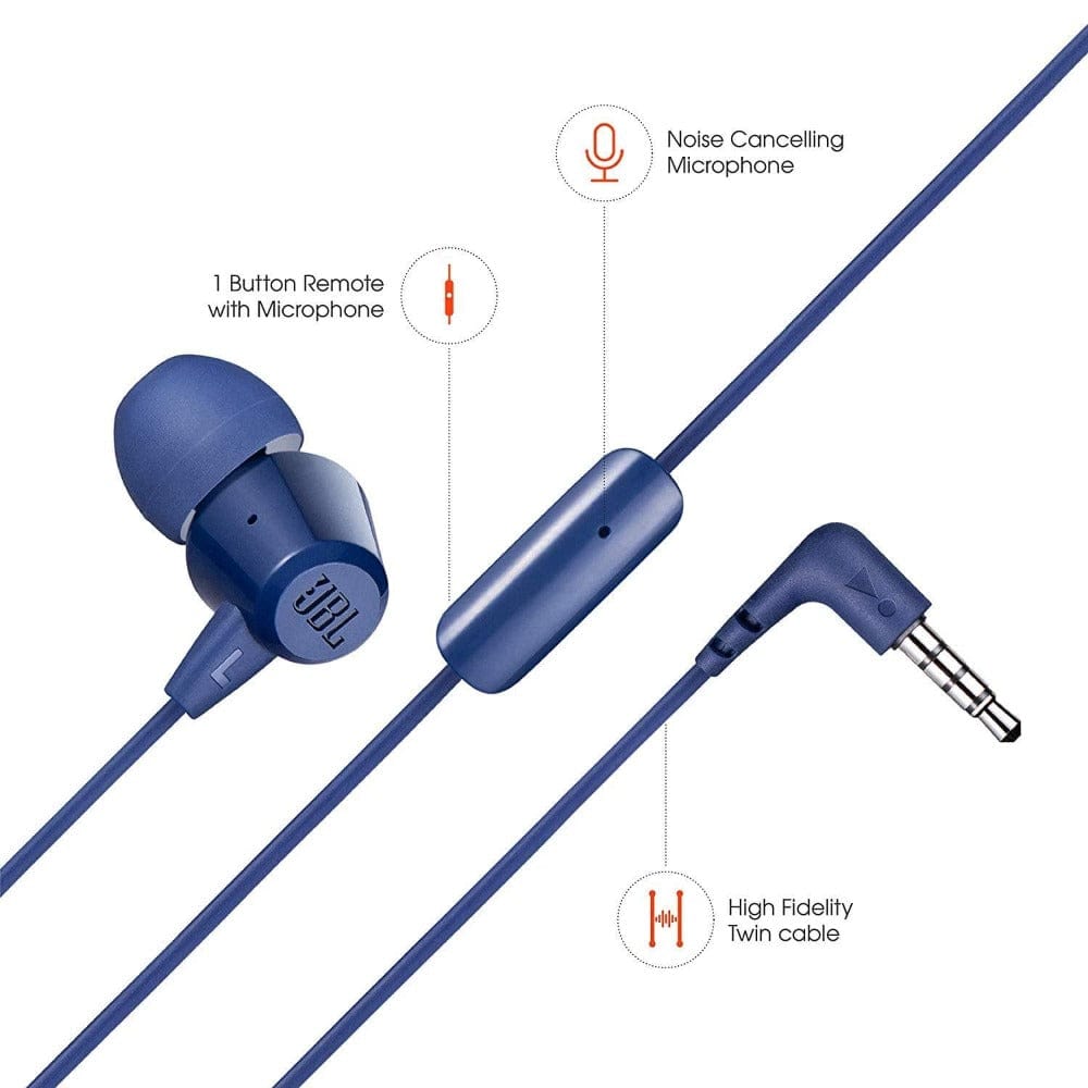 JBL C50HI in-Ear Headphones with Mic Blue JBL