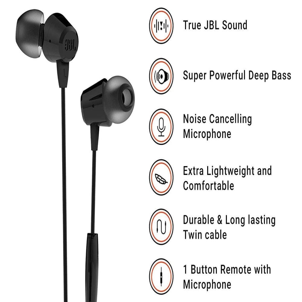 JBL C50HI in-Ear Headphones with Mic Black JBL