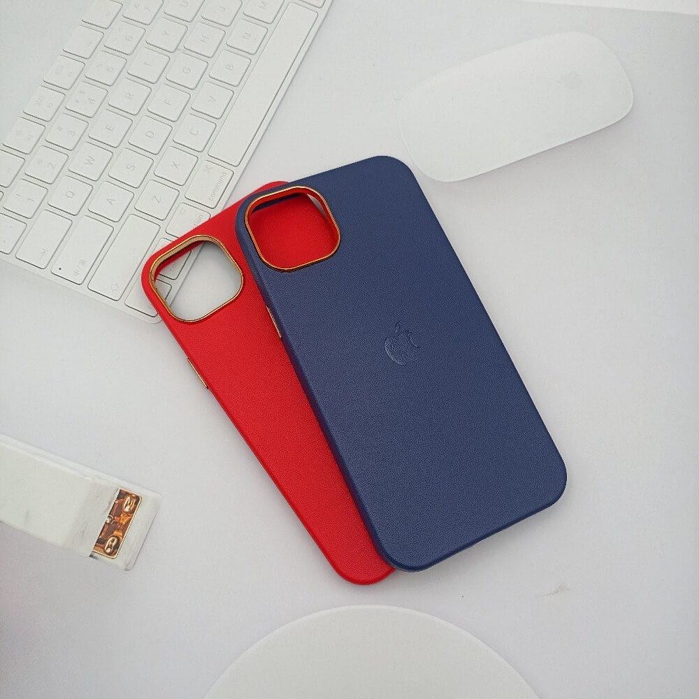 Leather Texture Phone Case for iPhone 14 Pro with Apple Logo Onezeros.in