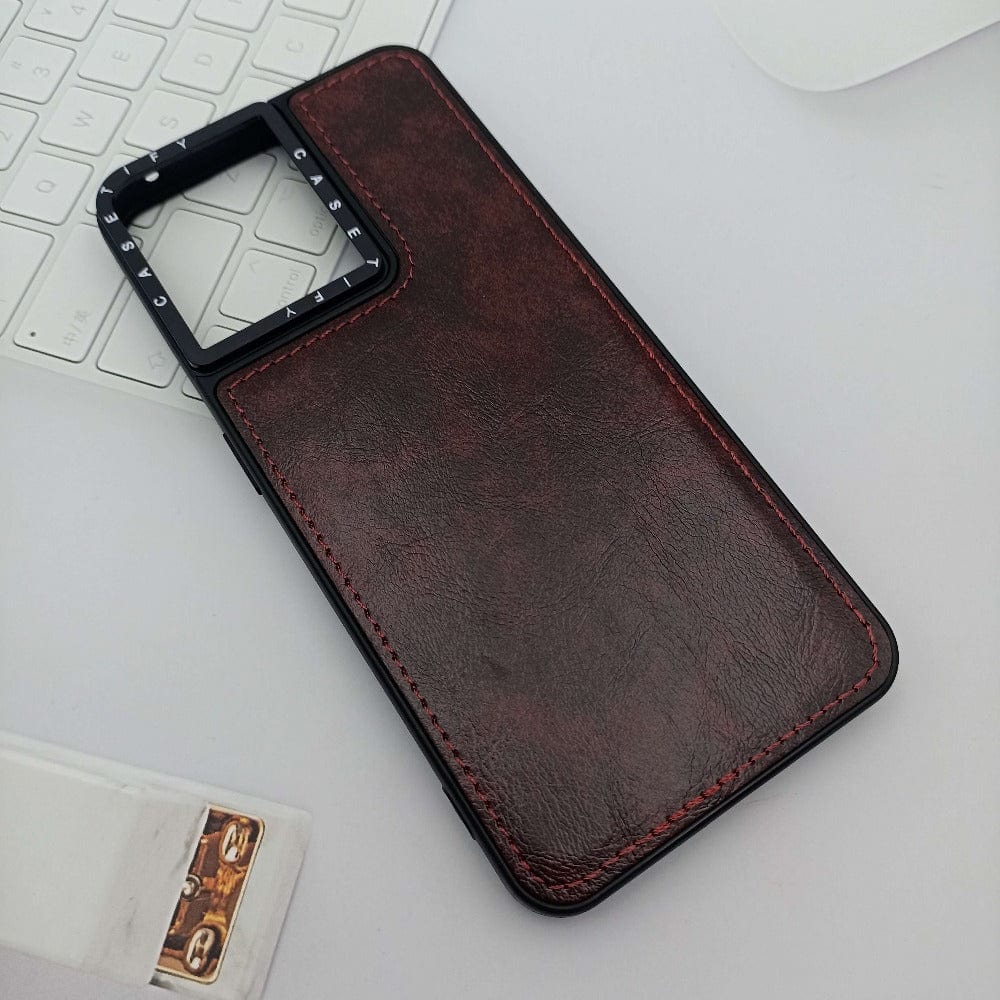 Luxury PU Leather Back Cover Phone Case for OPPO F21 Pro 4G Brown Onezeros.in