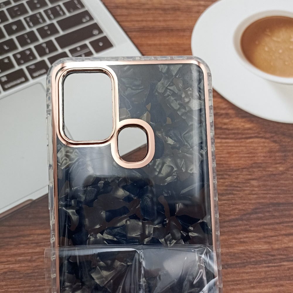 Marble Pattern Back Cover For Samsung Galaxy A21s Phone Case With Pop Up Holder Black Onezeros.in