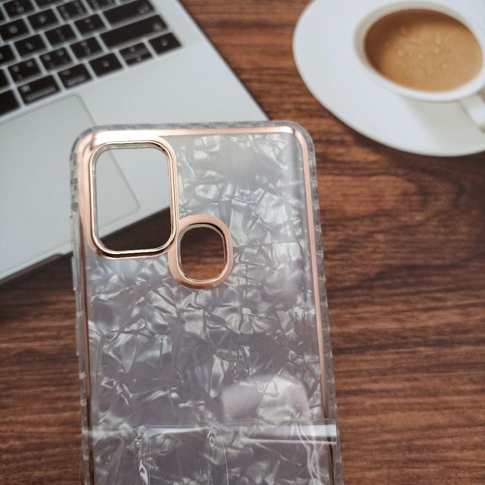 Marble Pattern Back Cover For Samsung Galaxy A21s Phone Case With Pop Up Holder White Onezeros.in