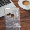 Marble Pattern Back Cover For Samsung Galaxy A21s Phone Case With Pop Up Holder White Onezeros.in