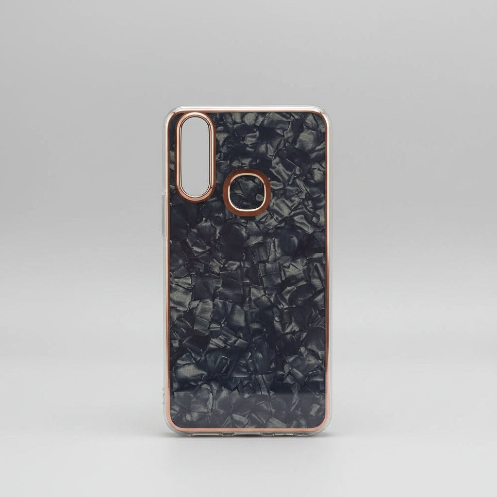 Marble Pattern Back Cover For Vivo Y12/Y15/Y17/U10 Phone Case With Pop Up Holder Black Onezeros.in