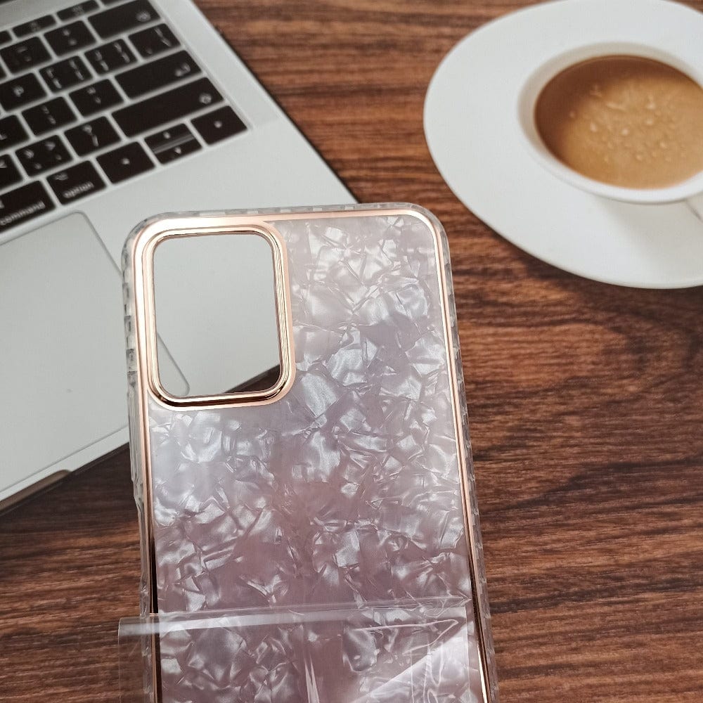 Marble Pattern Back Cover For Vivo Y21/Y33s Phone Case With Pop Up Holder Pink Onezeros.in
