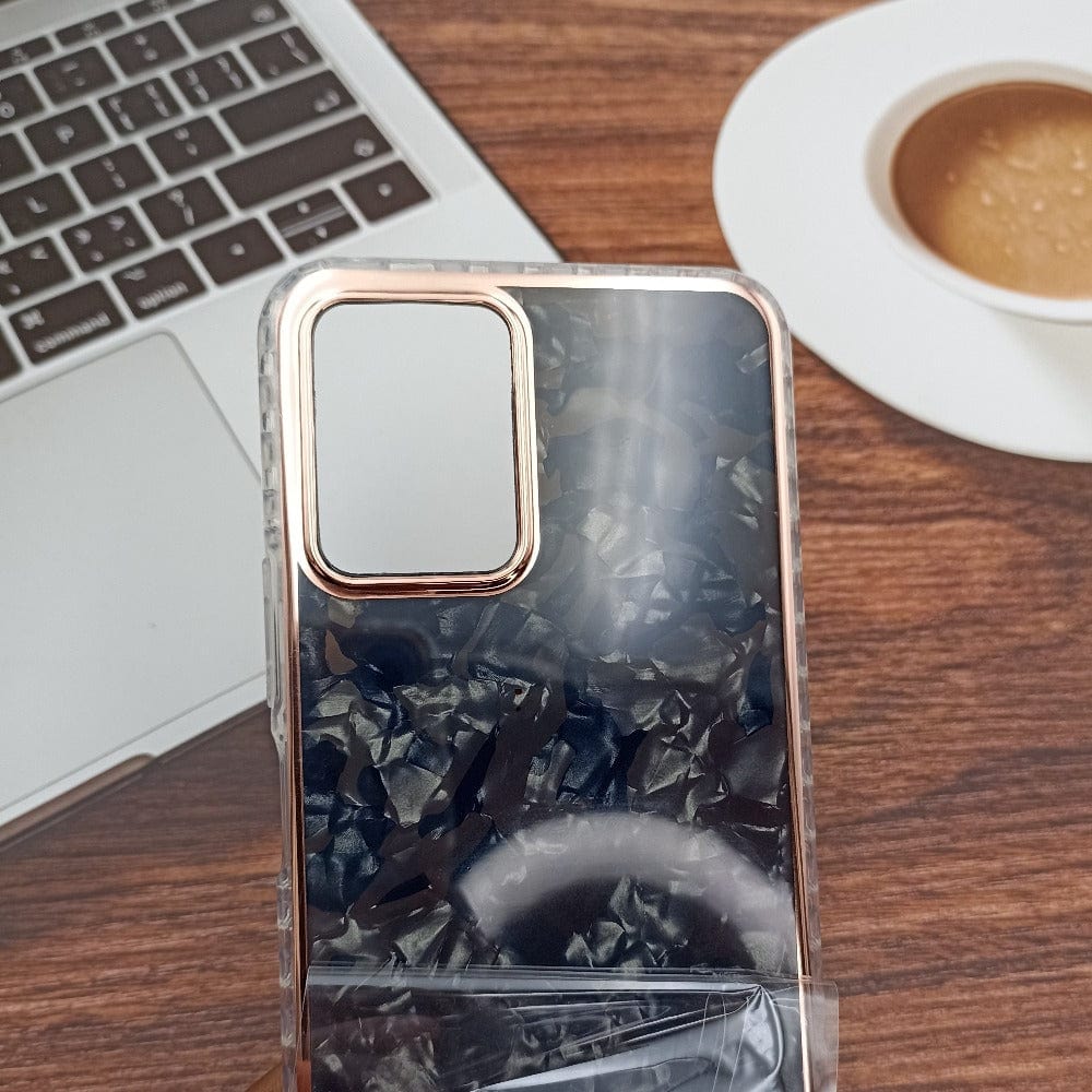 Marble Pattern Back Cover For Vivo Y21/Y33s Phone Case With Pop Up Holder Black Onezeros.in