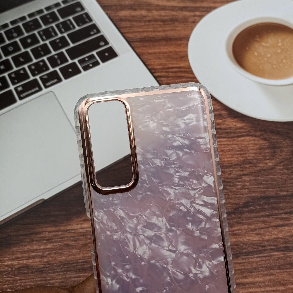 Marble Pattern Back Cover For Vivo Y31/Y51 Phone Case With Pop Up Holder Pink Onezeros.in