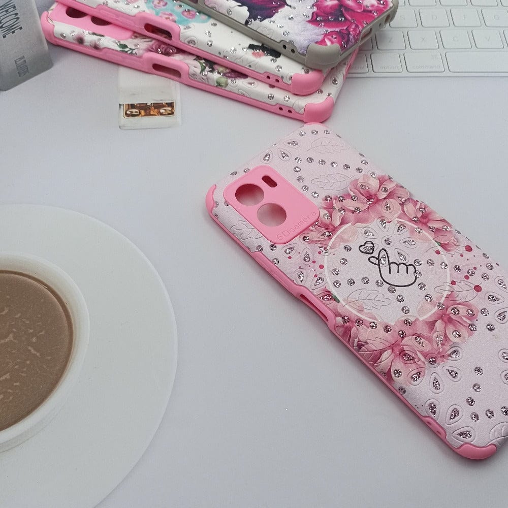 Pink Border Stone Case Mobile Cover for Vivo Y15s/Y01 Onezeros.in