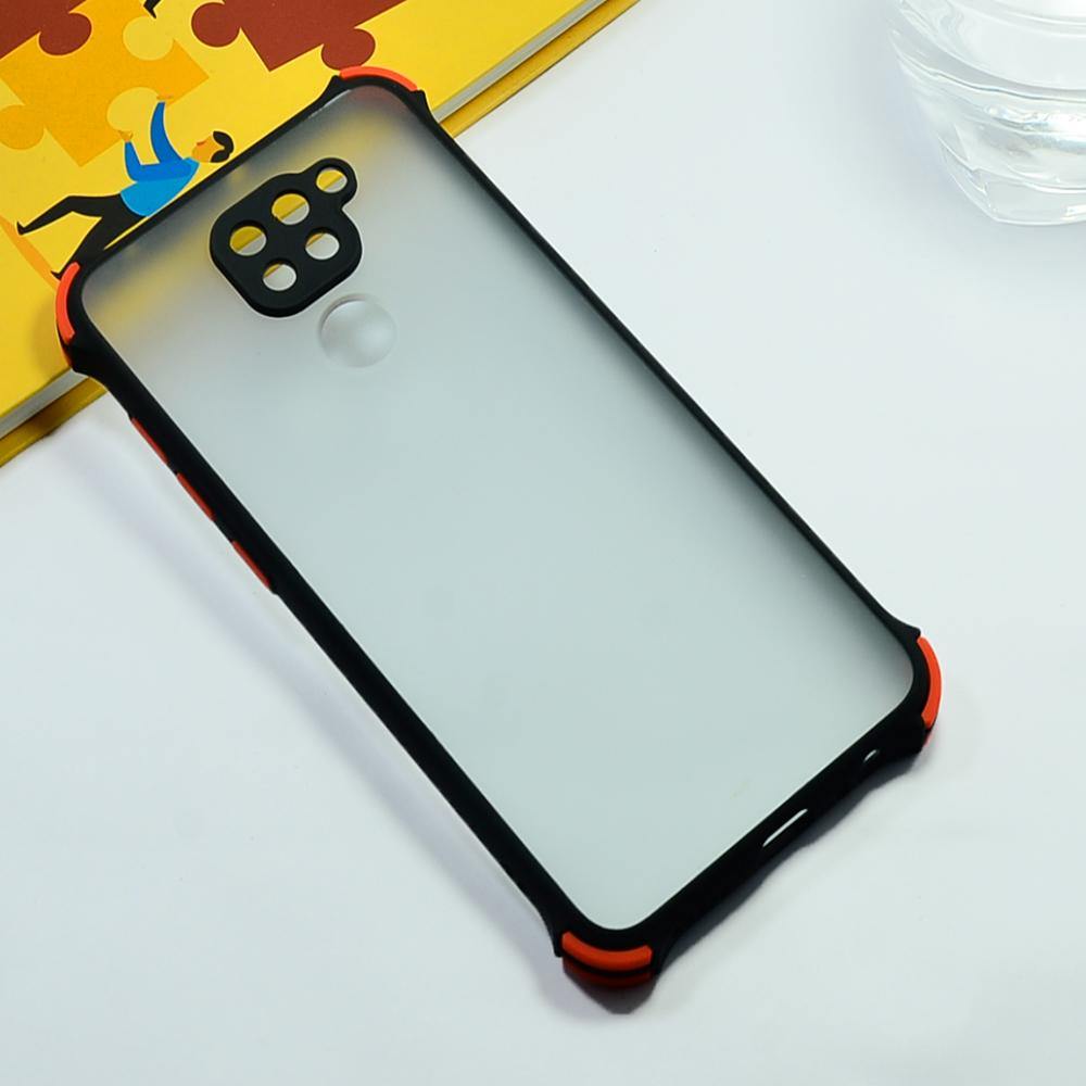 Shockproof Smoke Case For Redmi Note 9 Mobile Cover Black Onezeros.in