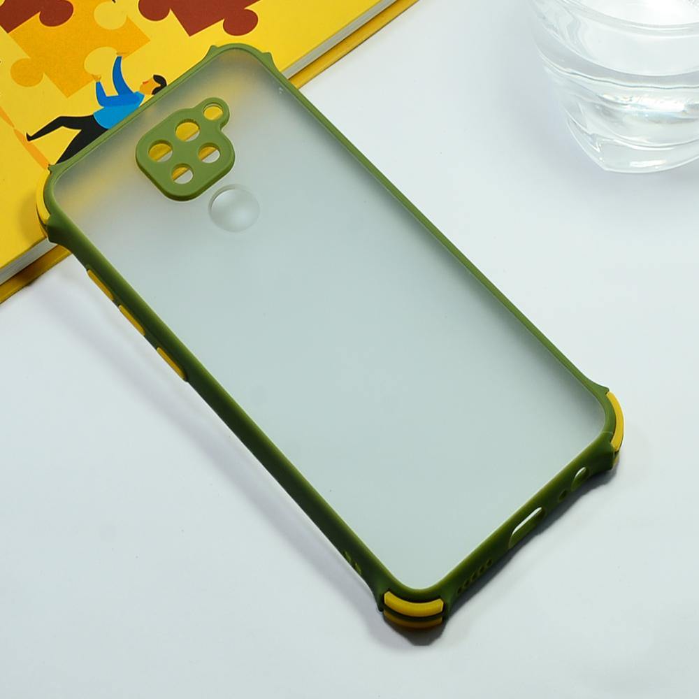 Shockproof Smoke Case For Redmi Note 9 Mobile Cover Army Green Onezeros.in