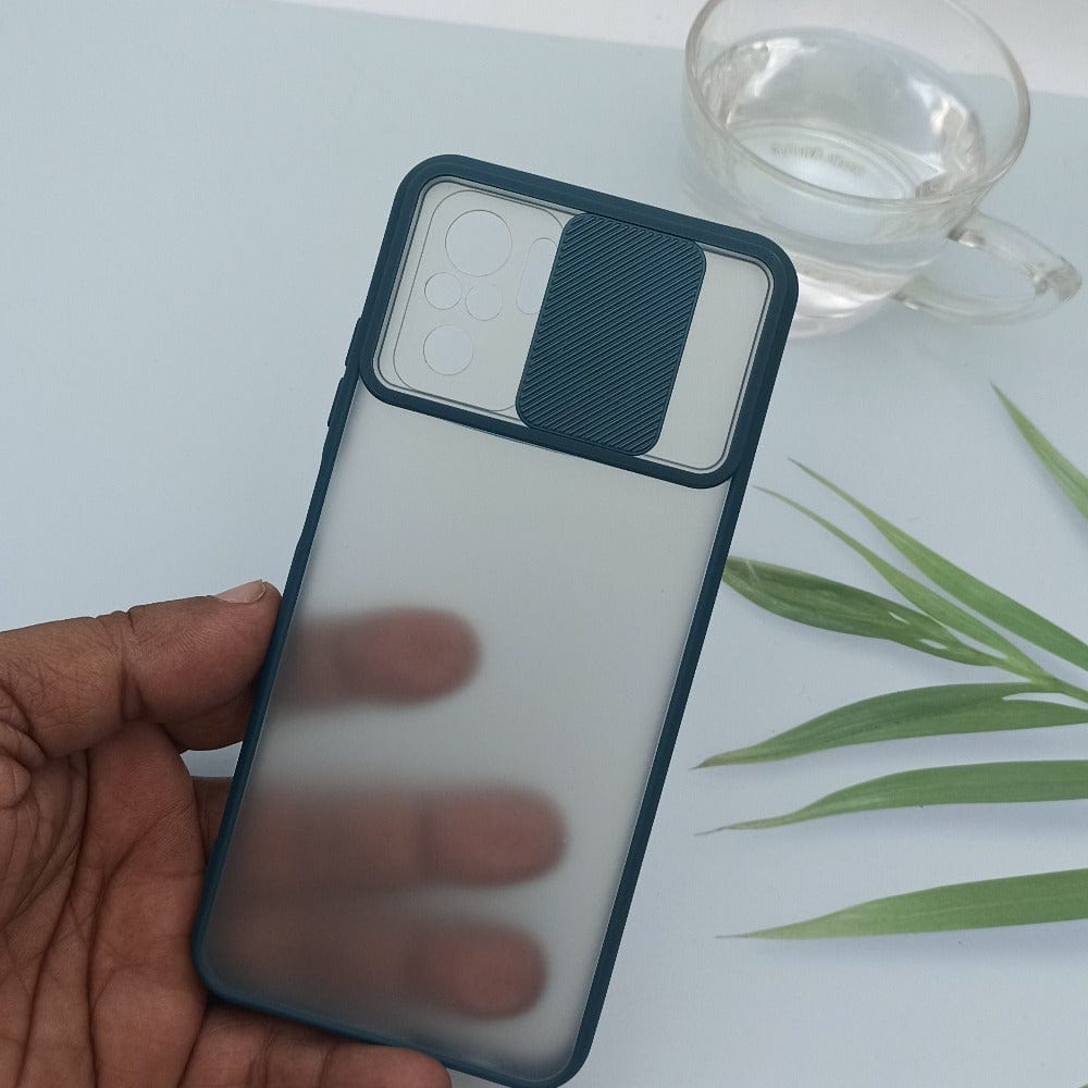 Slide Camera Lens Protection Mobile Phone Case For Redmi Note 10/10s Matte Hard Back Cover Green Onezeros.in