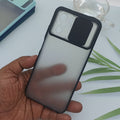 Slide Camera Lens Protection Mobile Phone Case For Redmi Note 10/10s Matte Hard Back Cover Black Onezeros.in