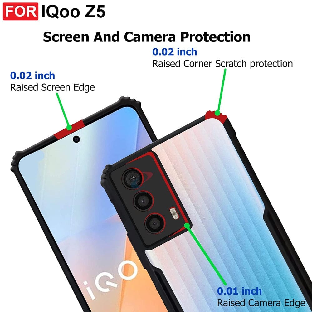 Transparent Clear Hybrid Shockproof Phone Case For iQOO Z5 Onezeros.in