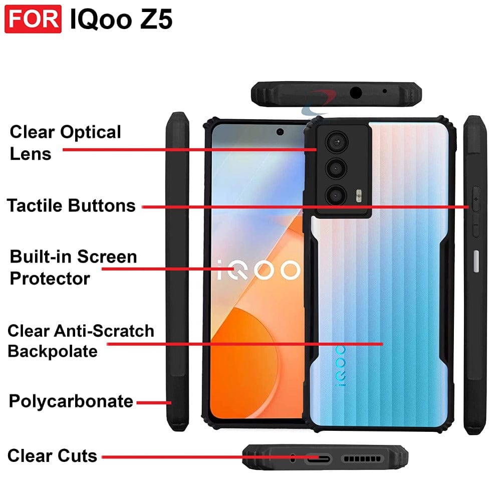 Transparent Clear Hybrid Shockproof Phone Case For iQOO Z5 Onezeros.in
