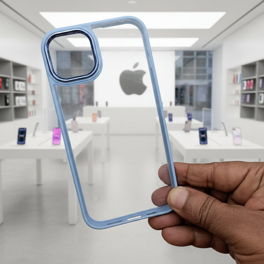 Transparent Design Case For iPhone 13 Electroplating Camera Phone Cover Cyan Onezeros.in