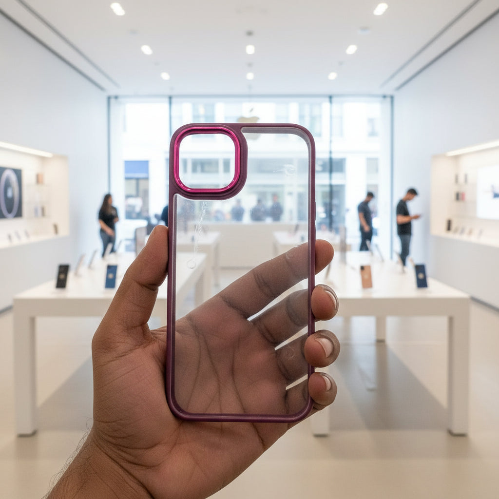 Transparent Design Case For iPhone 13 Electroplating Camera Phone Cover Maroon Onezeros.in
