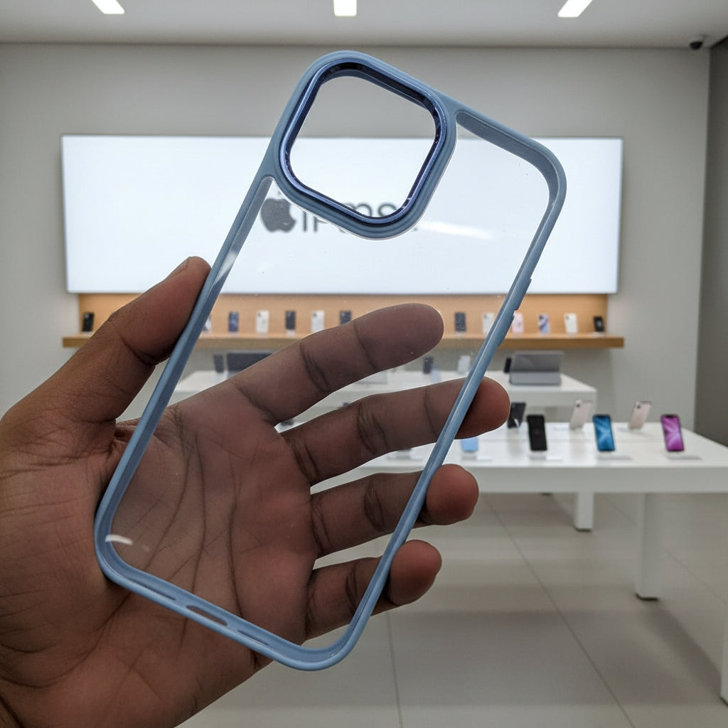 Transparent Design Case For iPhone 13 Pro Electroplating Camera Phone Cover Cyan Onezeros.in