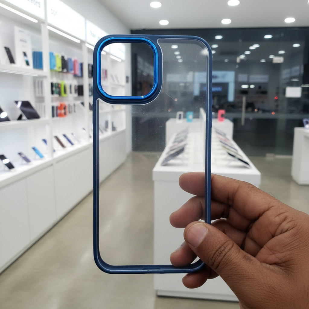 Transparent Design Case For iPhone 13 Pro Electroplating Camera Phone Cover Blue Onezeros.in