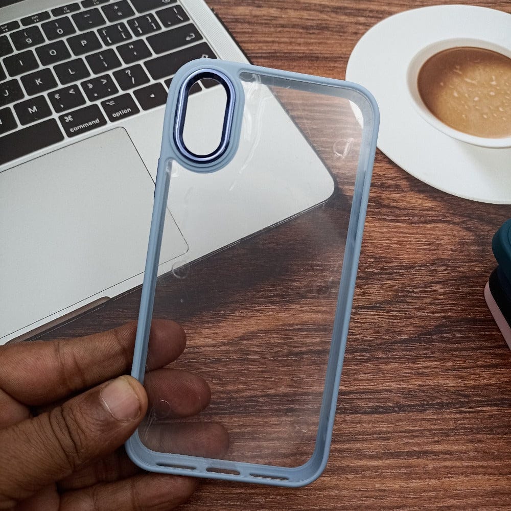 Transparent Design Case For iPhone X Electroplating Camera Phone Cover Cyan Onezeros.in