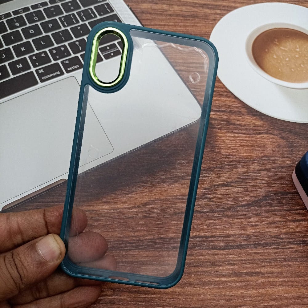 Transparent Design Case For iPhone XR Electroplating Camera Phone Cover Green Onezeros.in