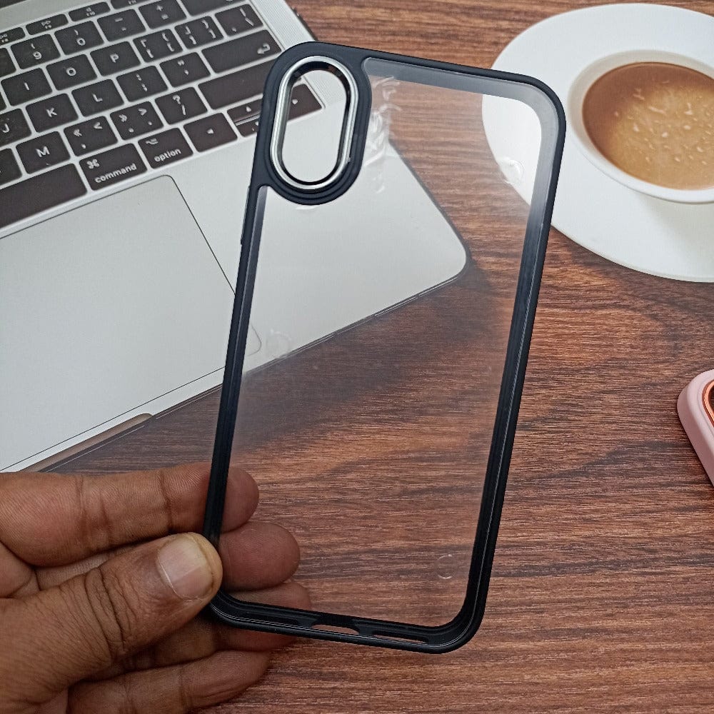 Transparent Design Case For iPhone XR Electroplating Camera Phone Cover Black Onezeros.in