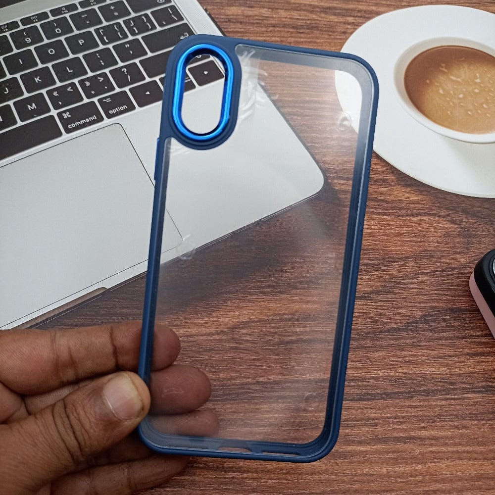 Transparent Design Case For iPhone XR Electroplating Camera Phone Cover Blue Onezeros.in