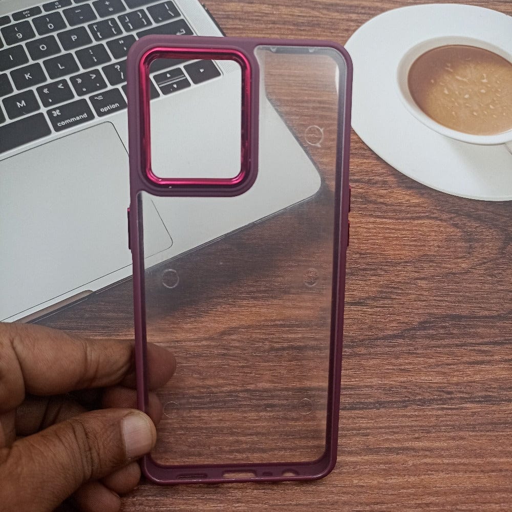 Transparent Design Case For OPPO F21 Pro Electroplating Camera Phone Cover Maroon Onezeros.in