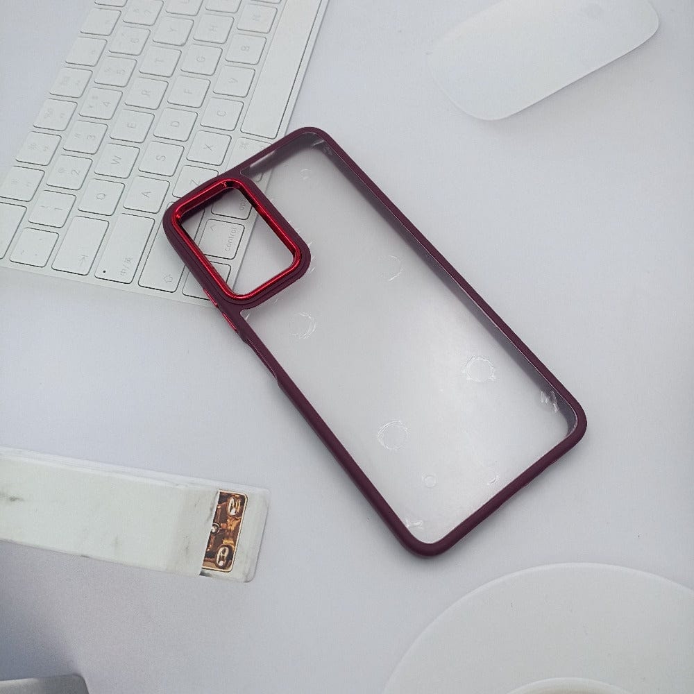Transparent Design Case For POCO M4 Pro 5G Electroplating Camera Phone Cover Maroon Onezeros.in