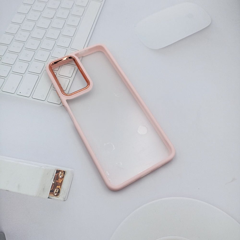 Transparent Design Case For POCO M4 Pro 5G Electroplating Camera Phone Cover Pink Onezeros.in
