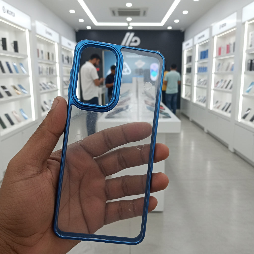 Transparent Design Case For Samsung Galaxy A33 5G Electroplating Camera Phone Cover Blue Onezeros.in