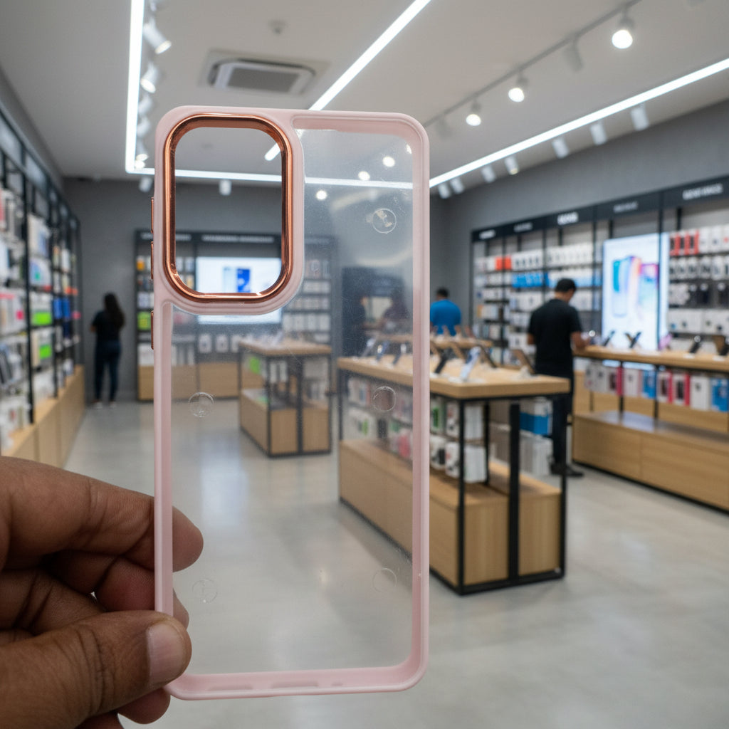 Transparent Design Case For Samsung Galaxy A33 5G Electroplating Camera Phone Cover Pink Onezeros.in