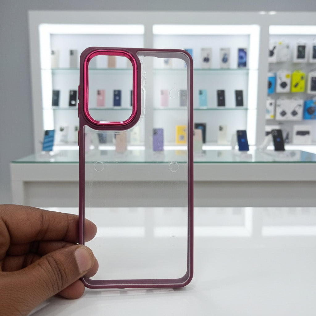 Transparent Design Case For Samsung Galaxy A33 5G Electroplating Camera Phone Cover Maroon Onezeros.in