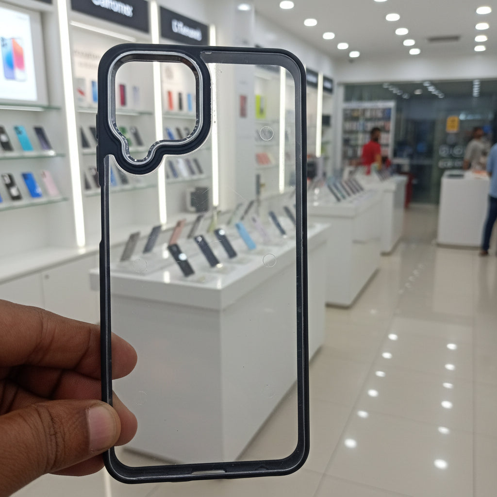 Transparent Design Case For Samsung Galaxy M53 5G Electroplating Camera Phone Cover Black Onezeros.in