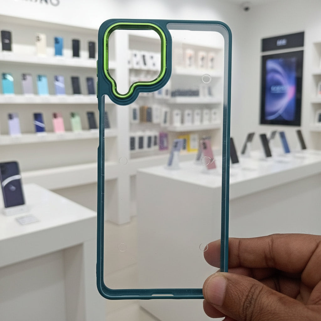 Transparent Design Case For Samsung Galaxy M53 5G Electroplating Camera Phone Cover Green Onezeros.in